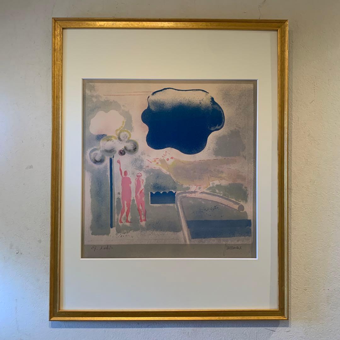 希少　ポールギヤマン　直サイン有り　版画　石板　大判　89センチ× 70センチ