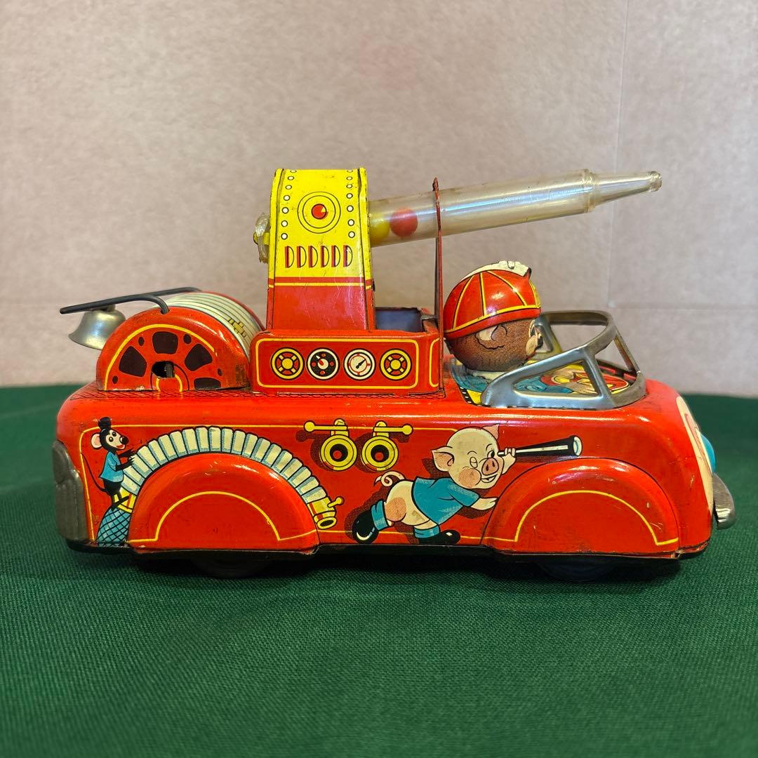 ブリキ　アニマル消防車　昭和レトロ