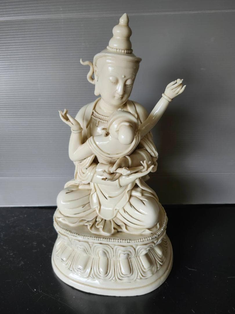 中国美術 白磁 南無仏 在銘 高37cm 鑑書箱(K-LC490)