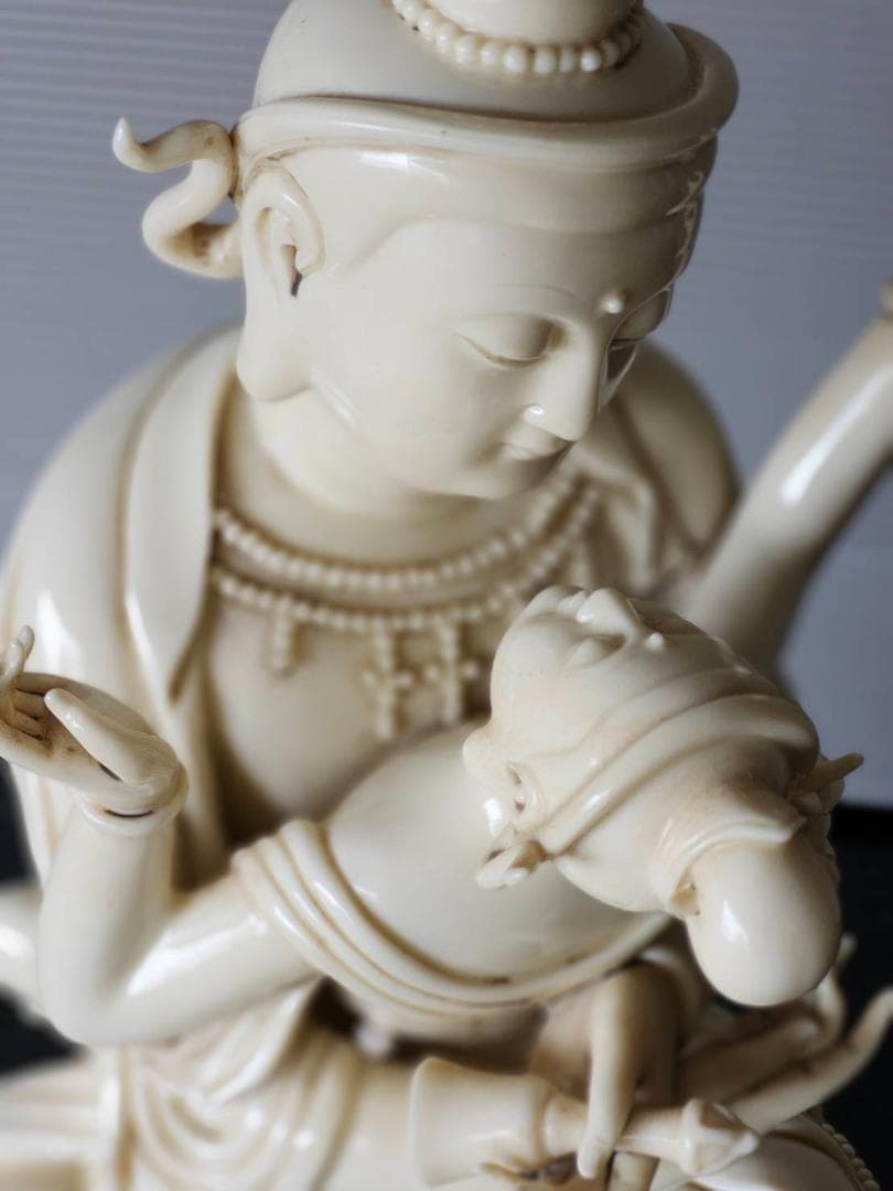 中国美術 白磁 南無仏 在銘 高37cm 鑑書箱(K-LC490)