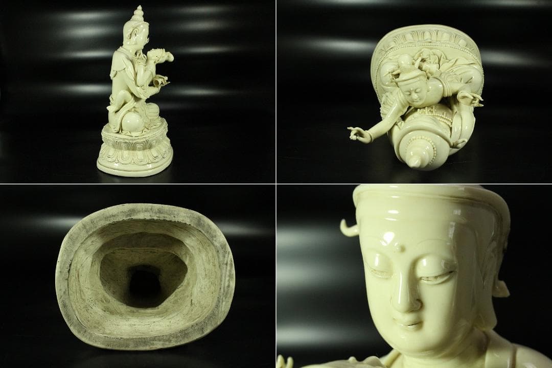 中国美術 白磁 南無仏 在銘 高37cm 鑑書箱(K-LC490)