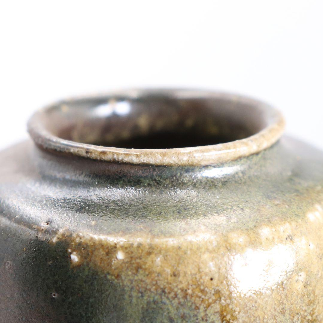 市野克明作 丹波焼 肩衝茶入 段七宝仕覆 茶道具 共箱　V913