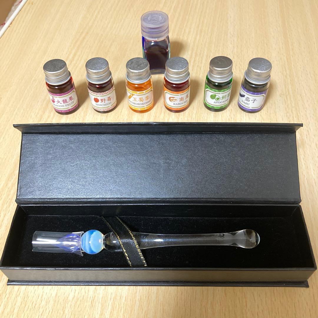 初心者向け／本付き　ガラスペン＋インク7色＋解説本セット