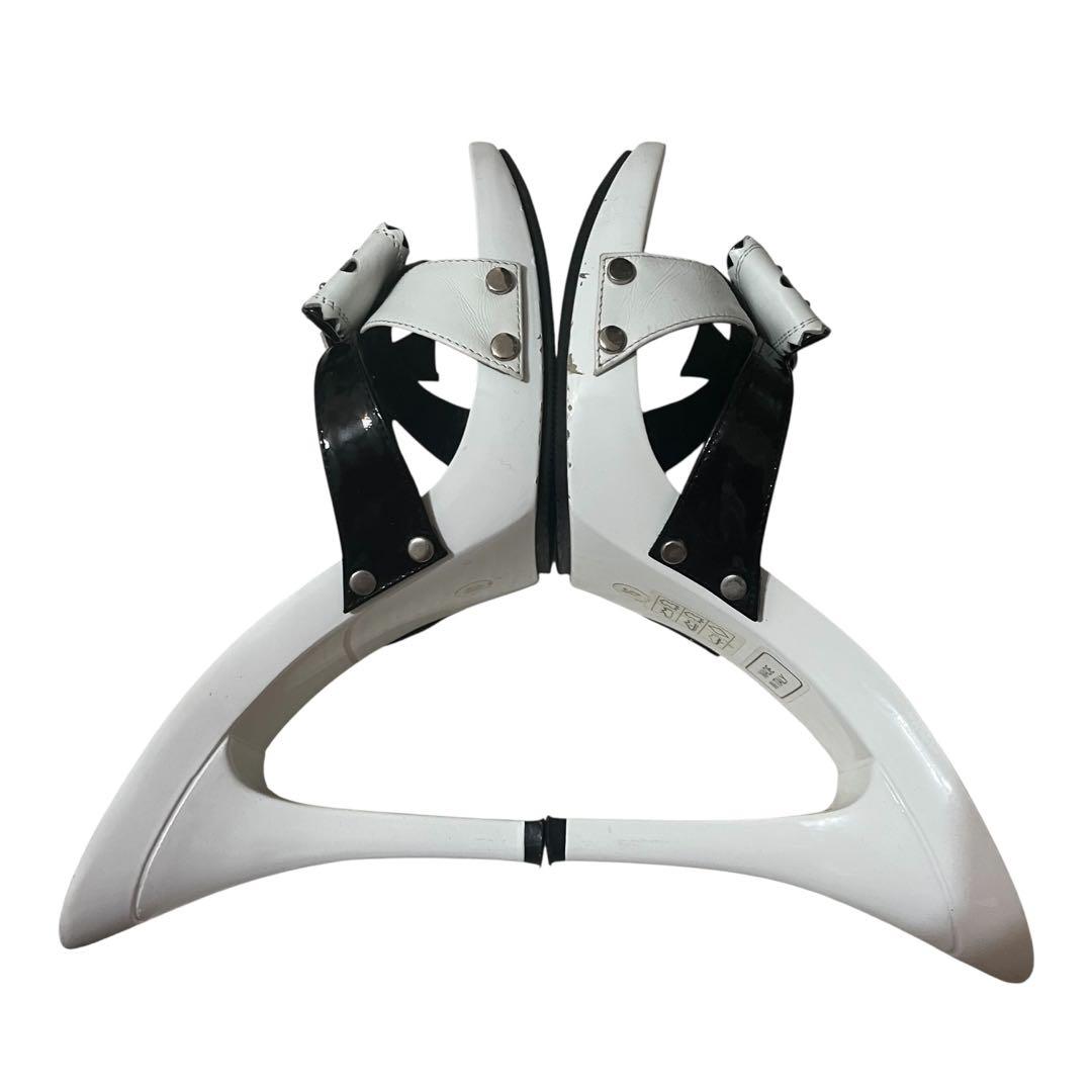 Dior ディオール ミュール サンダル 白黒 35 ロゴ リボン レディース