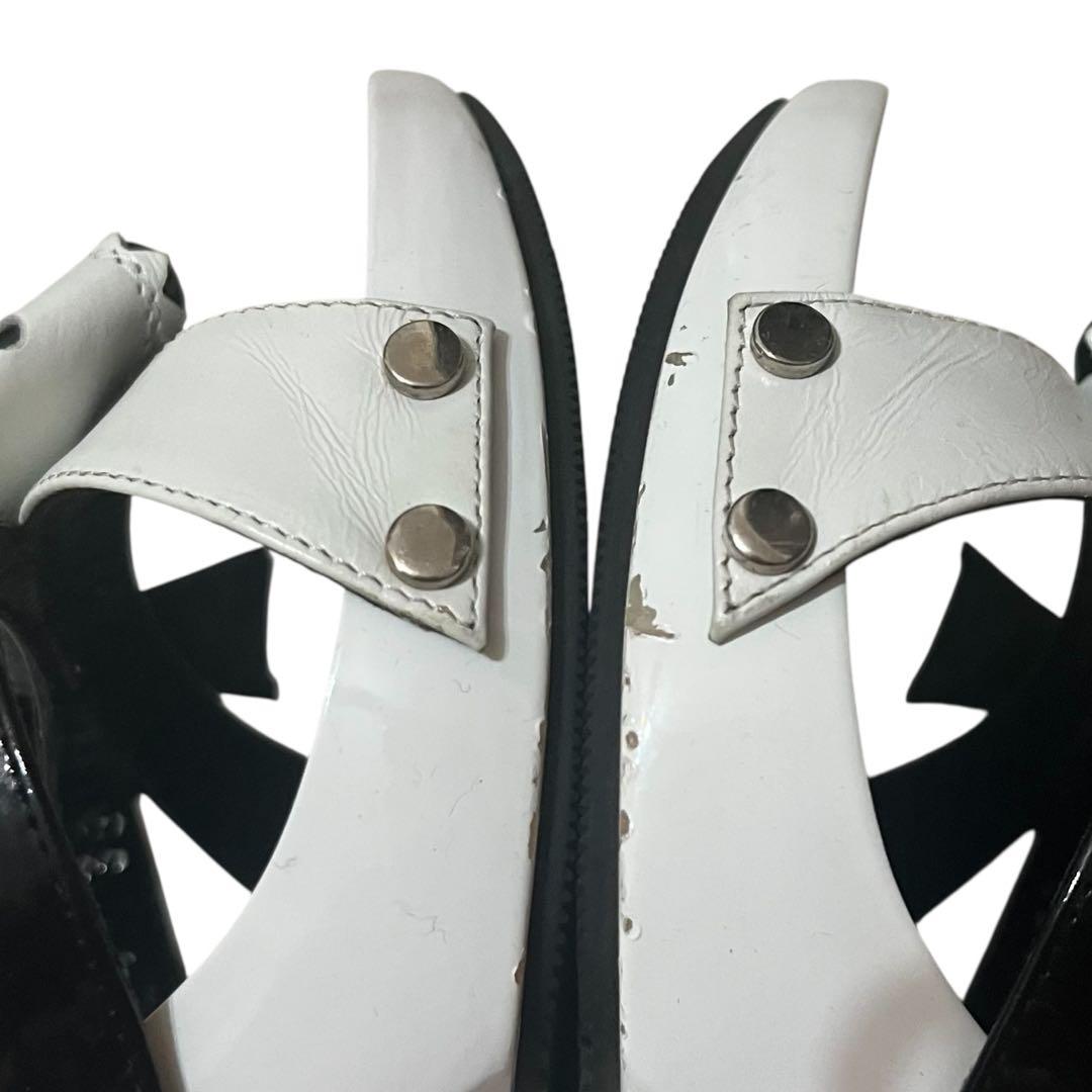 Dior ディオール ミュール サンダル 白黒 35 ロゴ リボン レディース