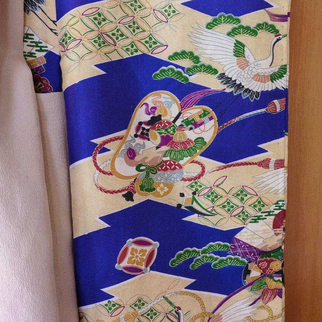 七五三３歳男の子正絹薄綿入り着物と正絹縮緬の被布（中綿無し）