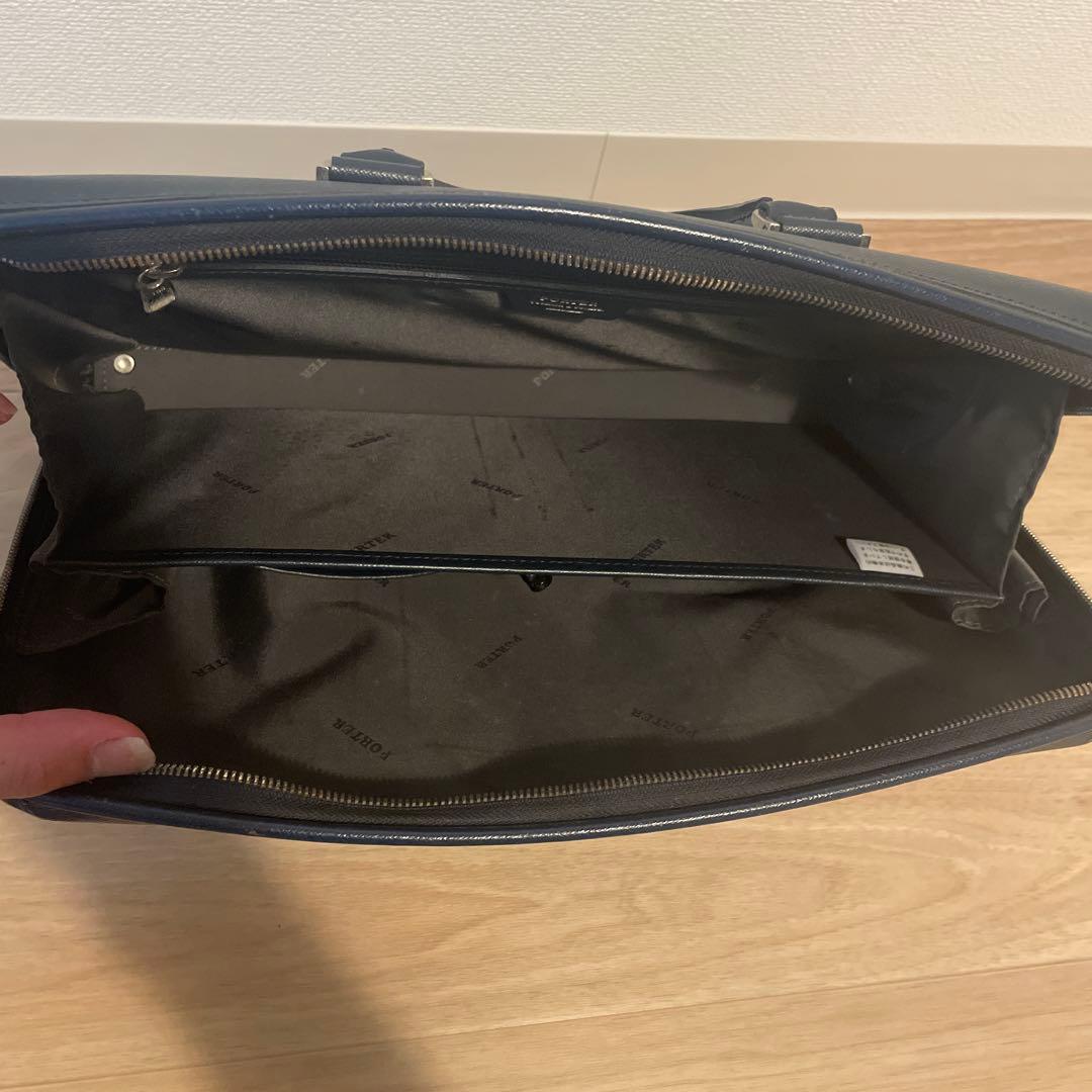 【本日限りセール】porter ネイビー 皮ビジネスバッグ