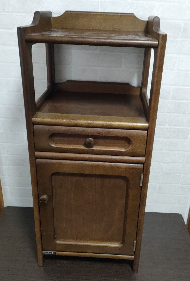 karimokuカリモク家具 電話台 花台 飾棚 サイドテーブル 引出し収納扉付