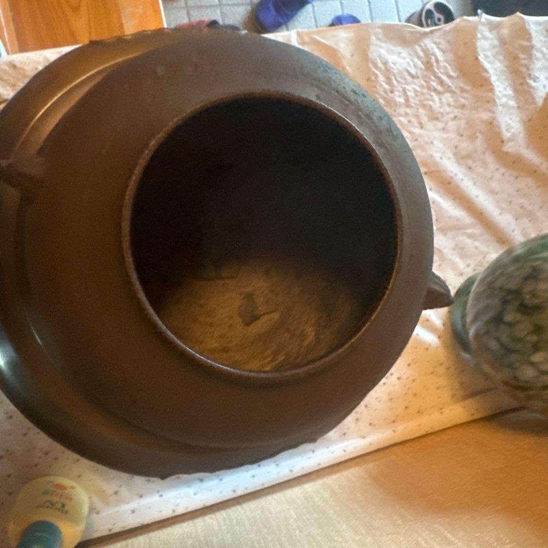 唐銅朝鮮風煙釜　釜師　畠春斎作