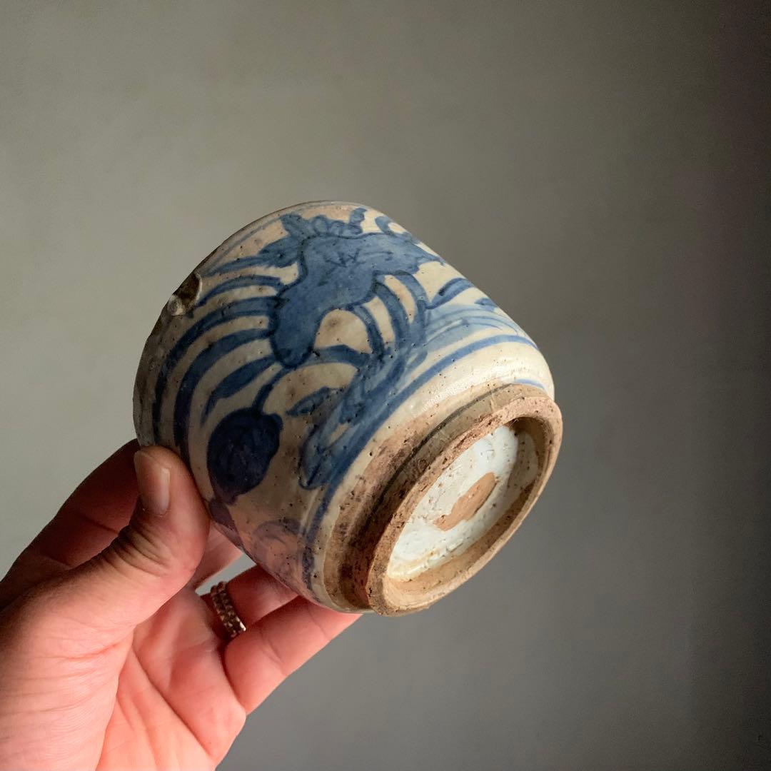 呉須染付 筒茶碗 火入れ 茶道具 古美術 古道具 アンティーク