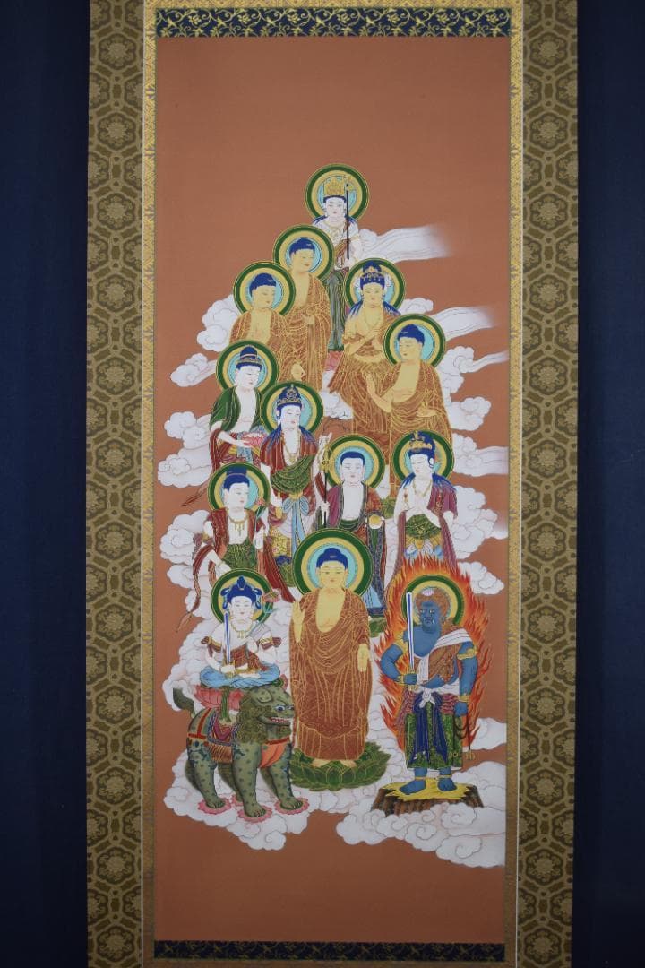 【真作】田島翠峰/十三仏図/十三佛図/掛軸☆宝船☆Z-376