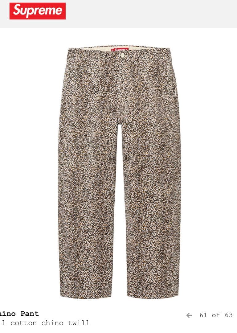 supreme chino pants 34シュプリーム　チノパンツ　レオパード