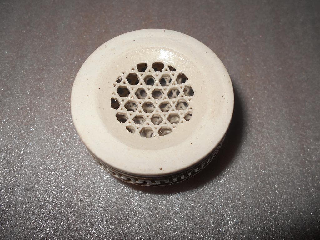 薩摩焼　透かし彫り　象双耳　金彩　香炉　茶道具