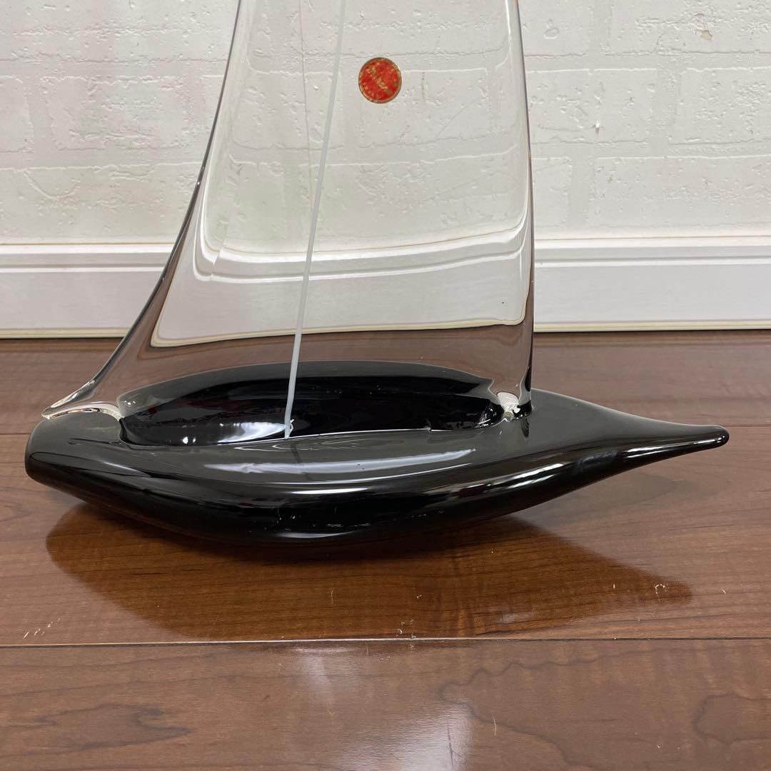 MURANOムラーノガラス イタリア製　大型　ヨット クリア　ブラック