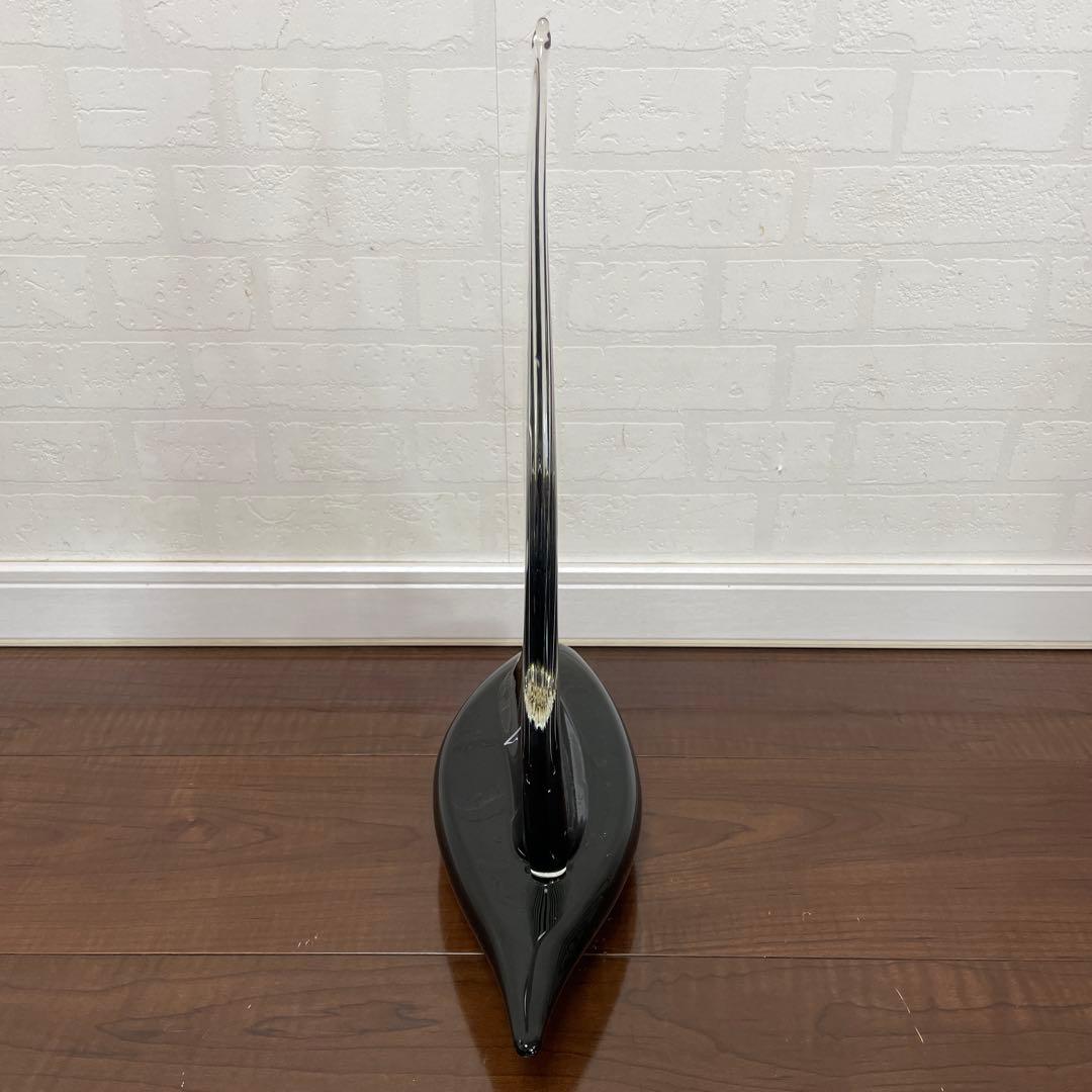 MURANOムラーノガラス イタリア製　大型　ヨット クリア　ブラック