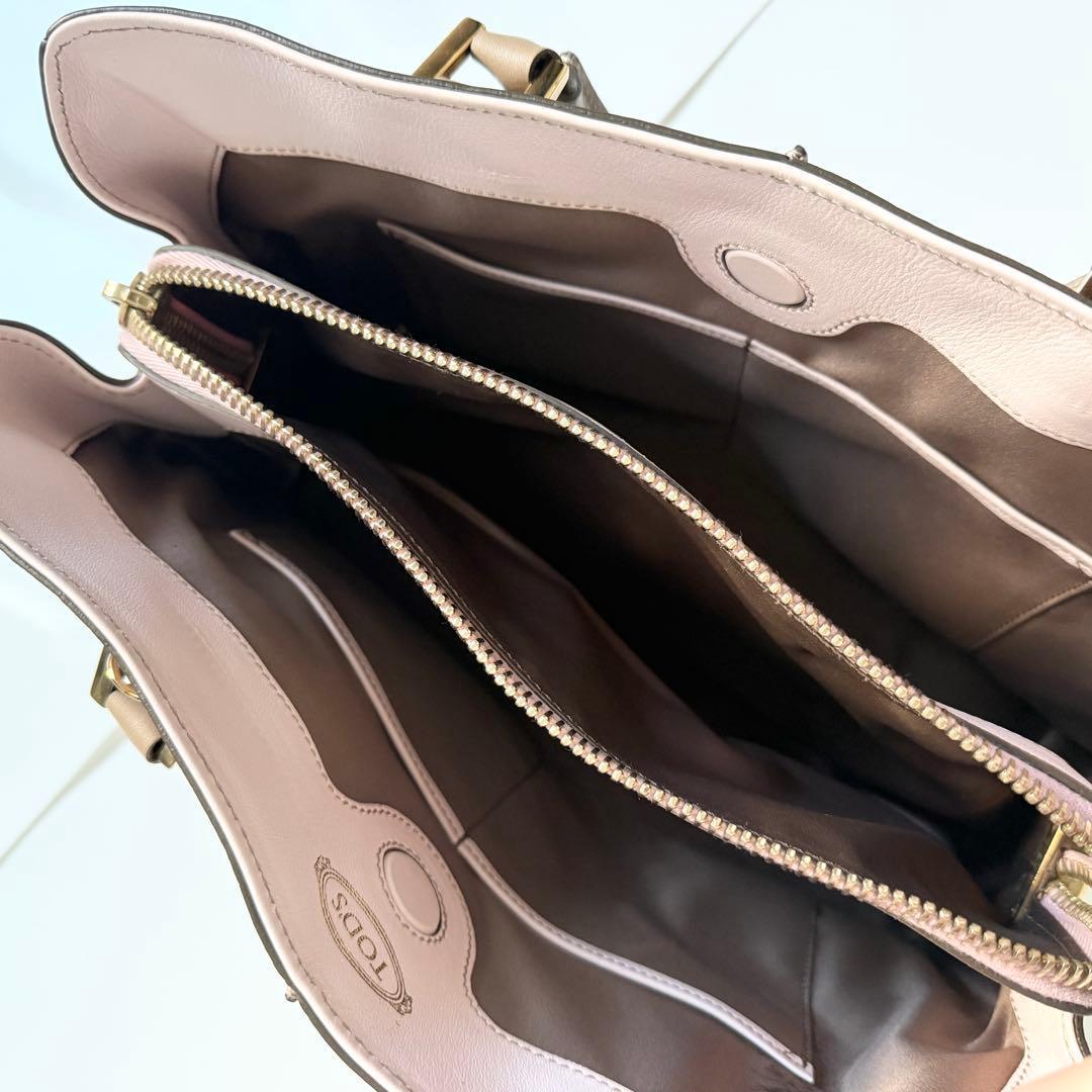 TODS トッズ Dキューブバッグ ピンク ベージュ ハンドバッグ