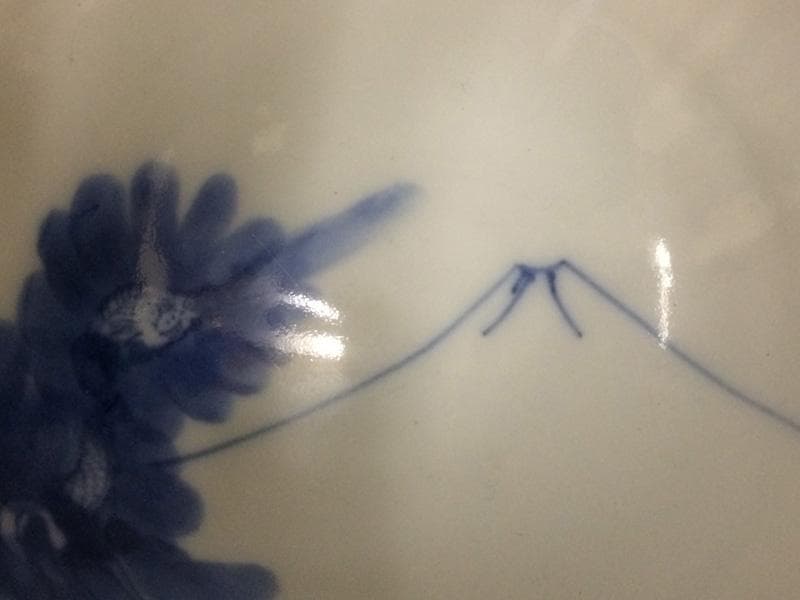 期間限定特価！★昭和レトロ★ 人気！染付手描　龍と富士紋　茶碗　2個 昭和初期