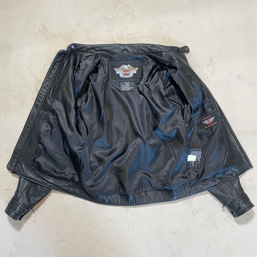 HARLEYDAVIDSON レザージャケット　シングルライダース　刺繍ロゴ M