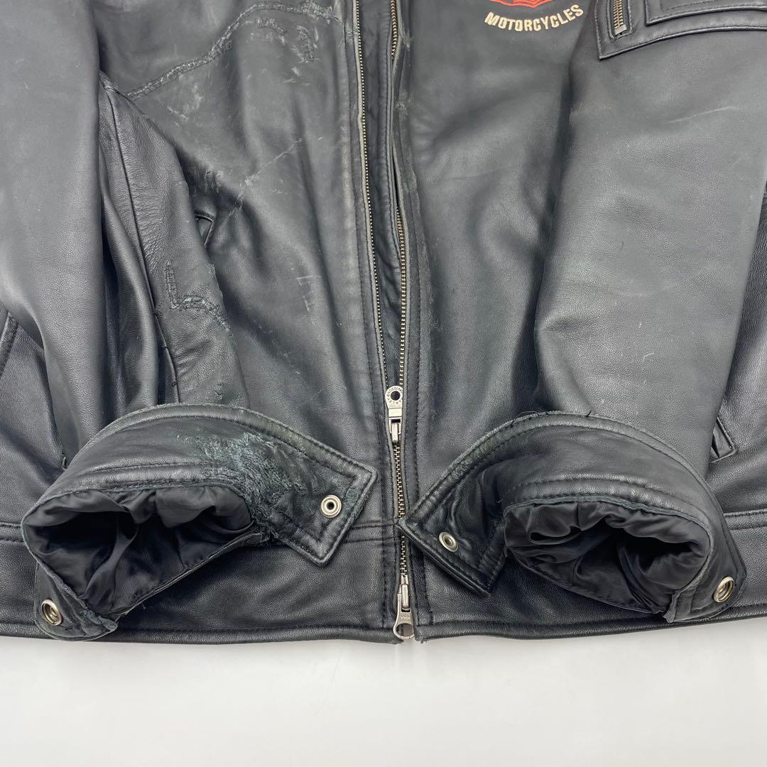 HARLEYDAVIDSON レザージャケット　シングルライダース　刺繍ロゴ M