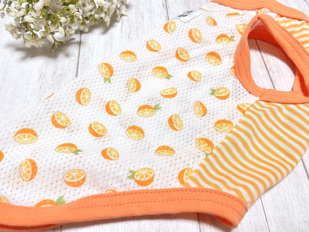 犬服 メッシュタンクトップ オレンジ色×ボーダー オレンジ DS