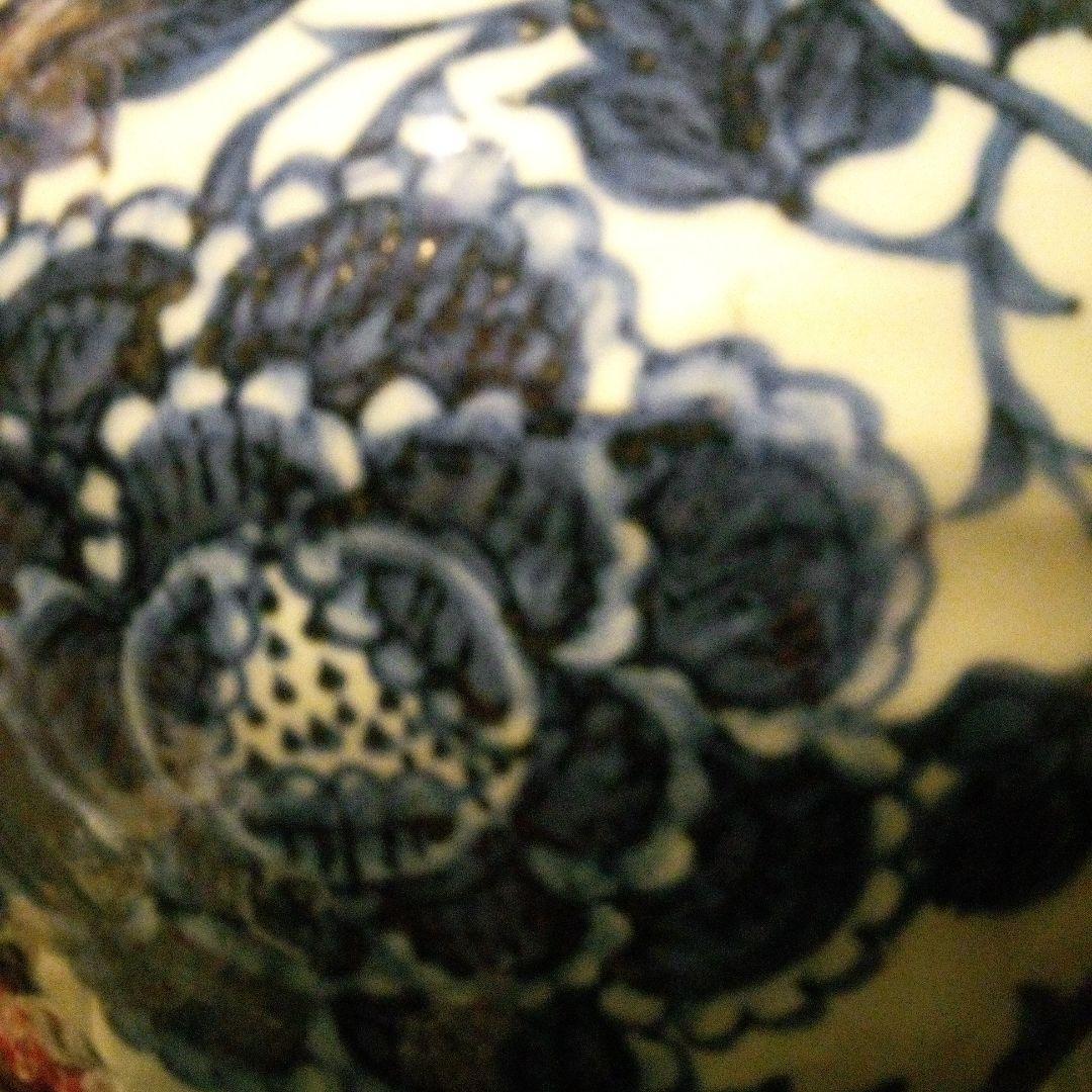 とし　中国陶磁器　元染付　草花文様大壺