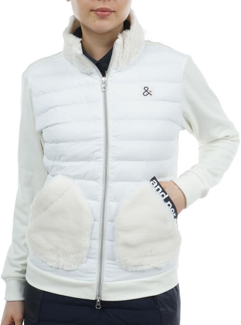 【美品】and per se 中綿切替ブルゾン L 白 防寒 ゴルフ 現行