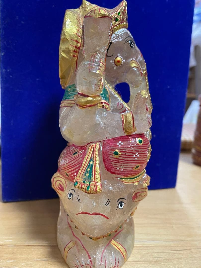 期間限定お値下げ！ガネーシャとねずみ　置物　水晶　彫刻　特大