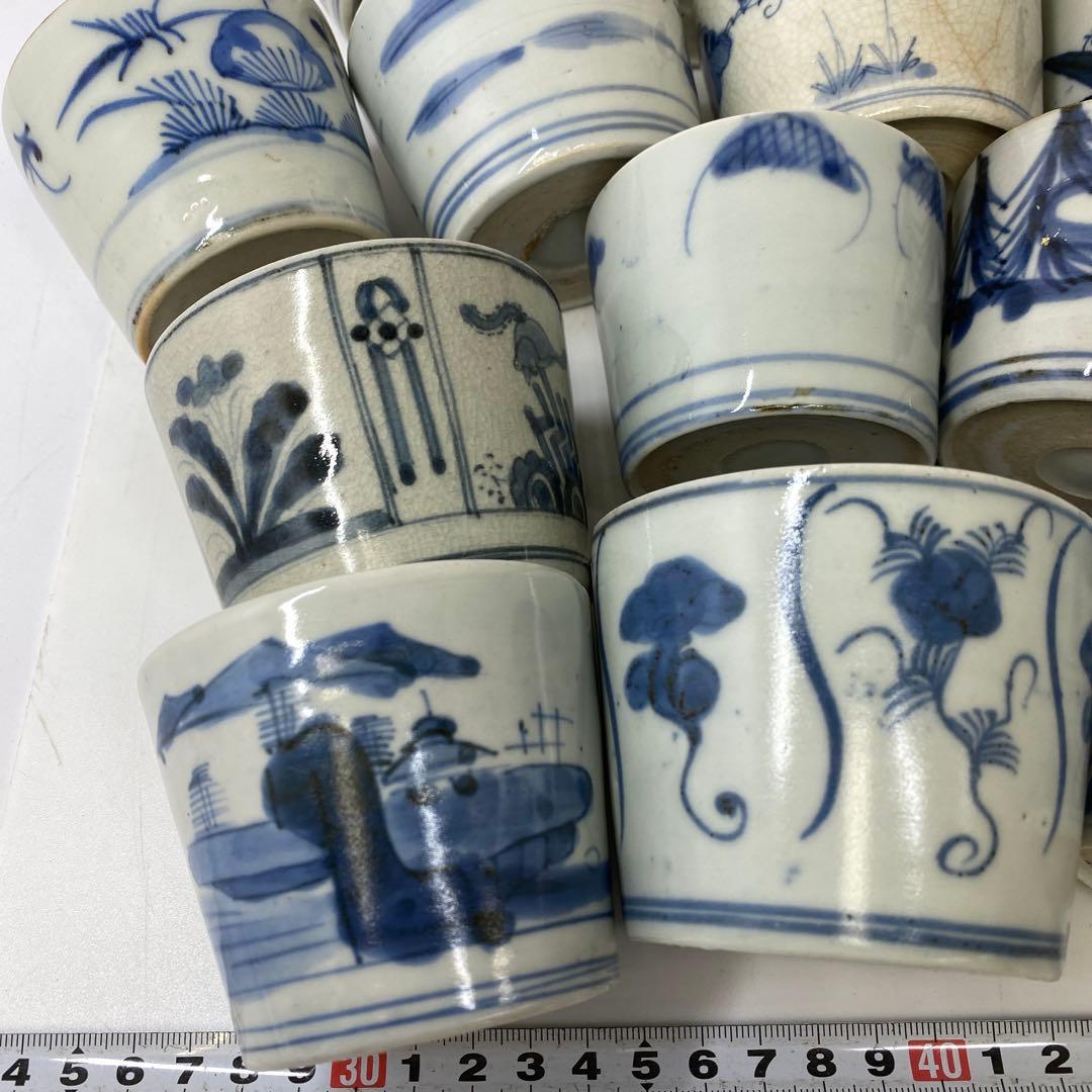 古伊万里　染付蕎麦猪口　13客　東さ7-0409②