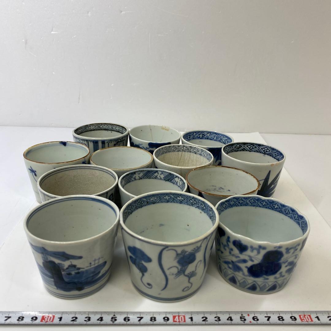 古伊万里　染付蕎麦猪口　13客　東さ7-0409②