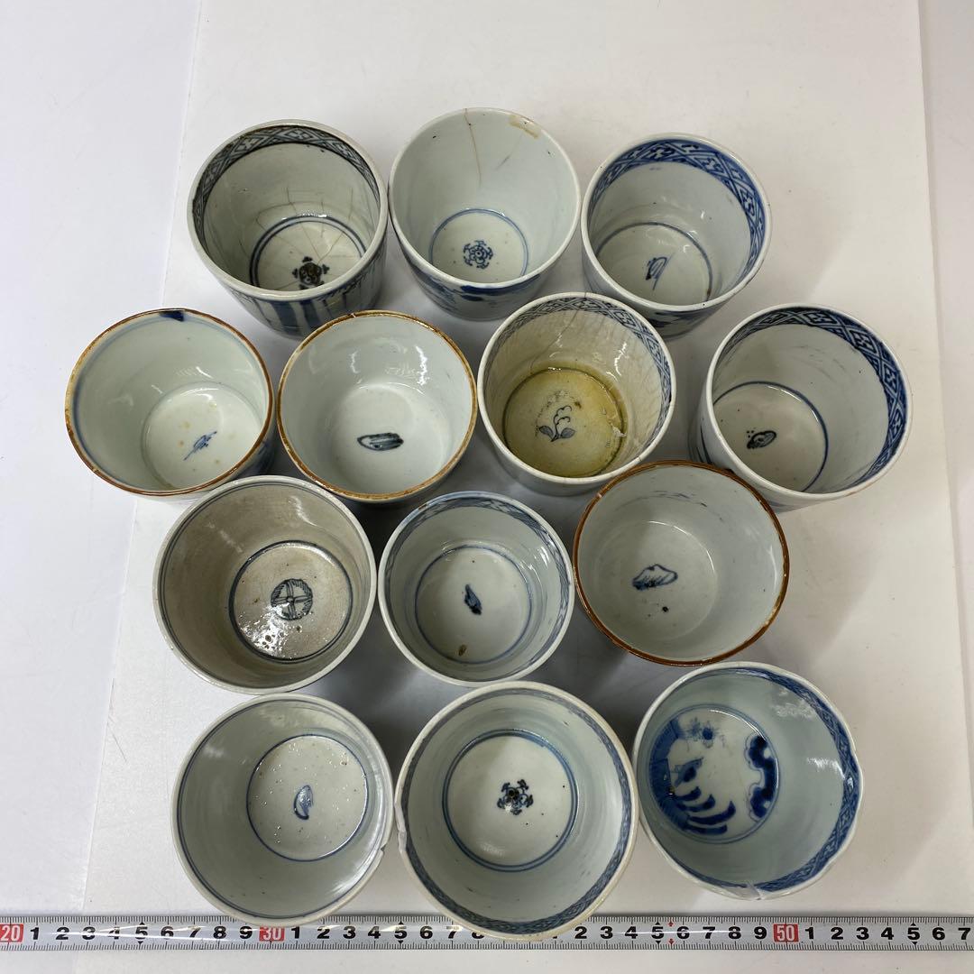 古伊万里　染付蕎麦猪口　13客　東さ7-0409②