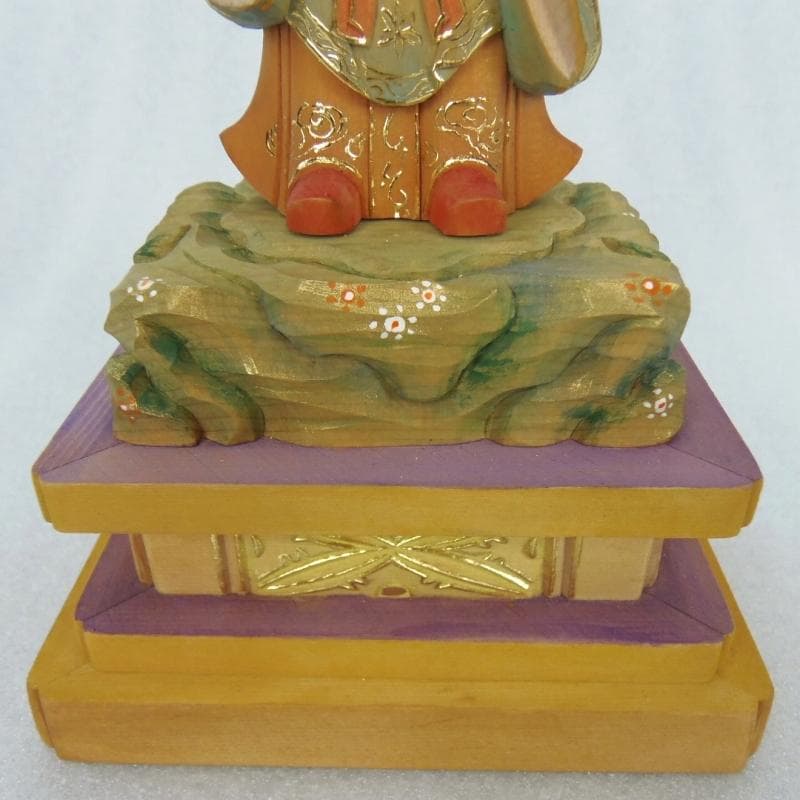 中間決算大特価優しいお顔★桧材 子安鬼子母神3.5寸 淡彩色★約21.5cm