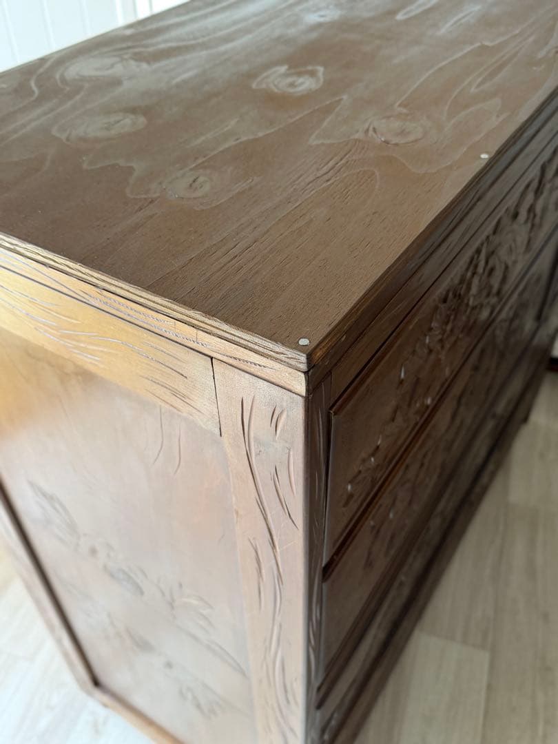 最終値下げ! 伝統工芸品 軽井沢彫 サイドボード アンティーク リメイク