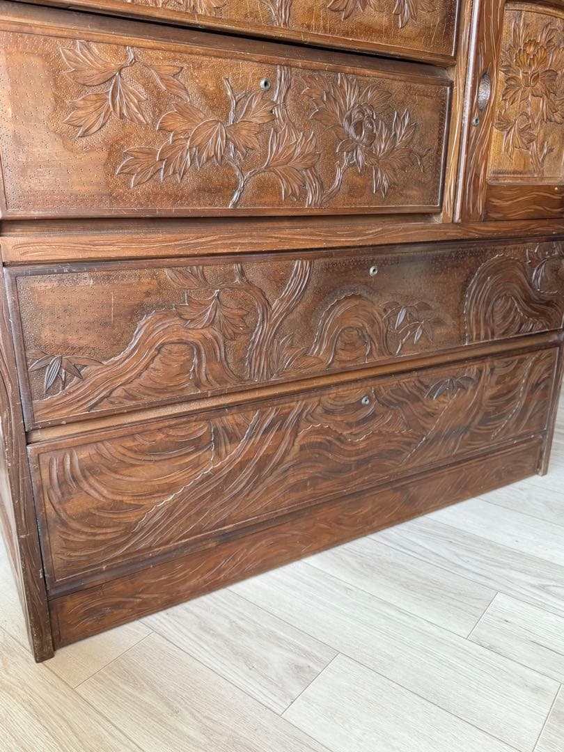 最終値下げ! 伝統工芸品 軽井沢彫 サイドボード アンティーク リメイク