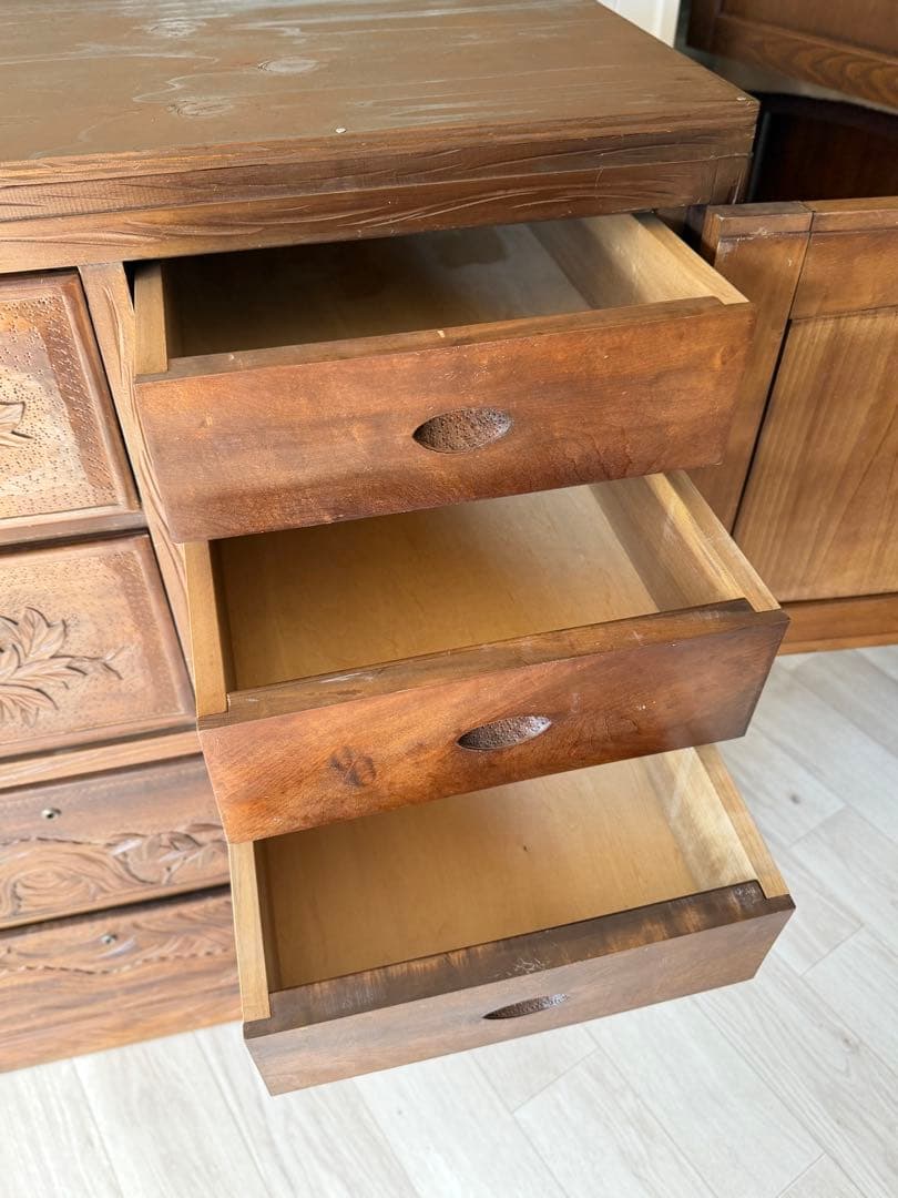 最終値下げ! 伝統工芸品 軽井沢彫 サイドボード アンティーク リメイク