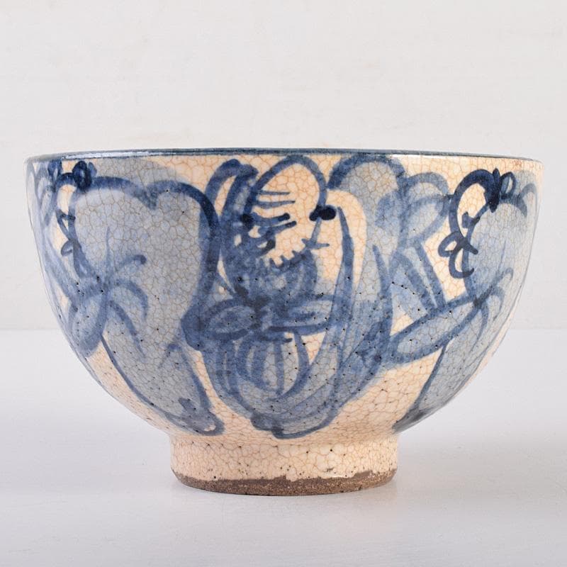 茶道具　聾米造　青木木米作　群仙文茶碗　仕覆付　共箱　V　R7598