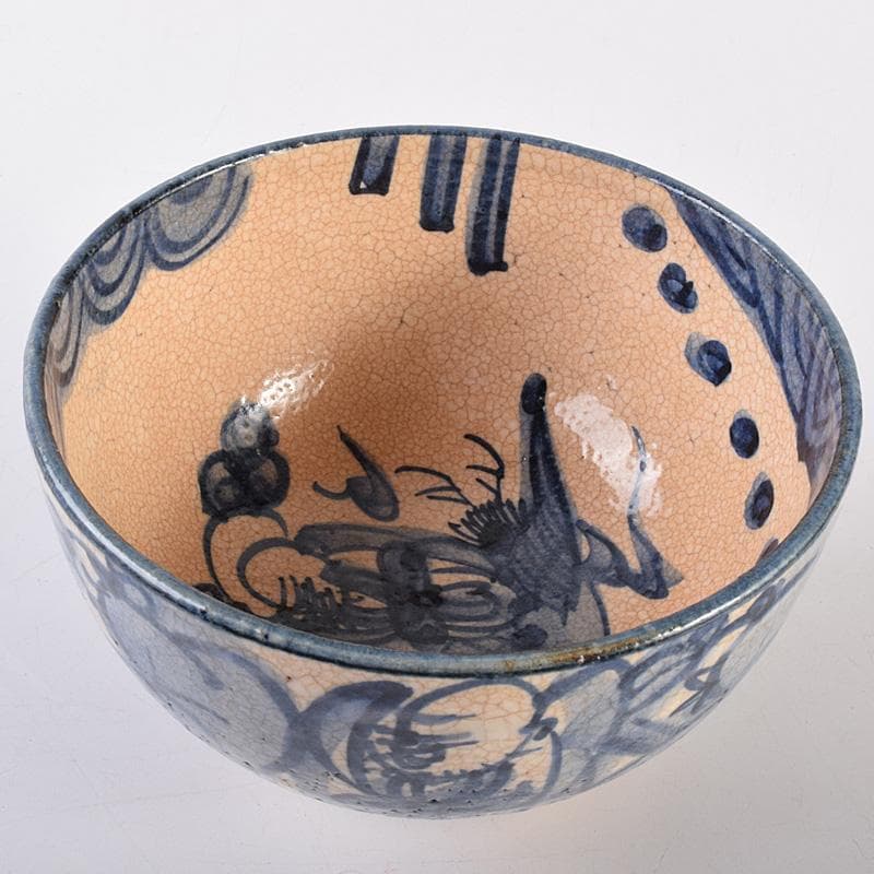 茶道具　聾米造　青木木米作　群仙文茶碗　仕覆付　共箱　V　R7598