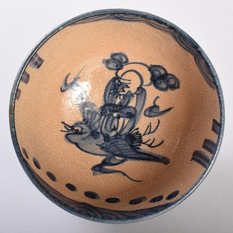 茶道具　聾米造　青木木米作　群仙文茶碗　仕覆付　共箱　V　R7598