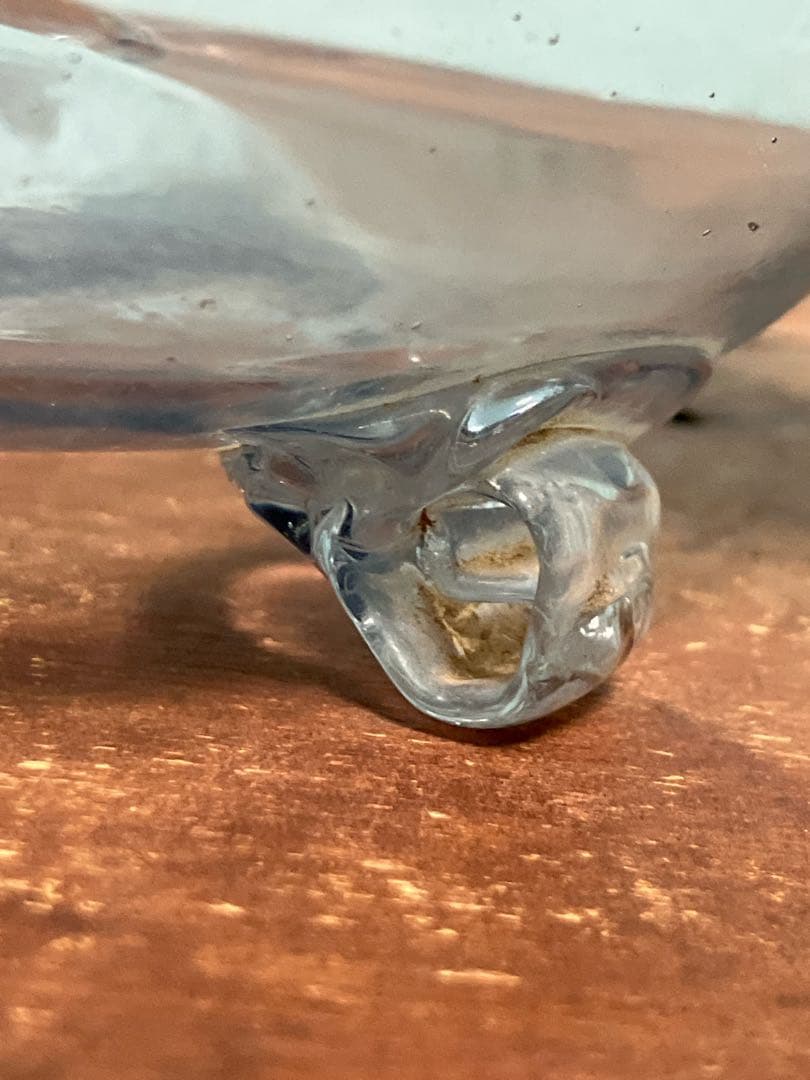 大正時代の吹きガラス製三つ脚金魚鉢◇レトロガラス◇和ガラス◇古ガラス◇古道具