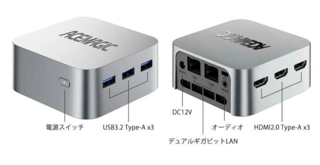 【新品】 ACEMAGIC ミニPC N100 メモリ12GB SSD256GB