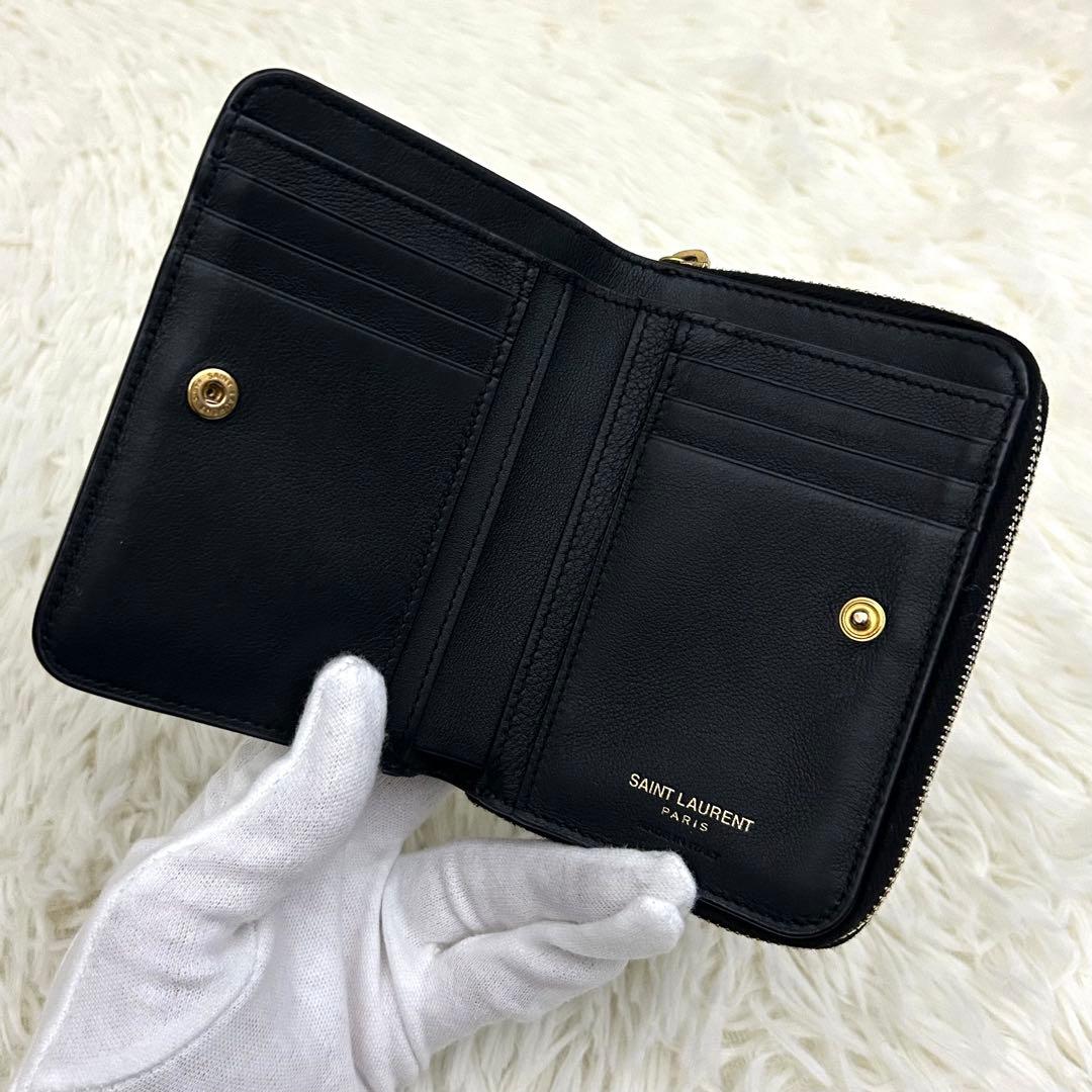 【美品】Saint Laurent カランドラ 財布 ブラック 二つ折り財布