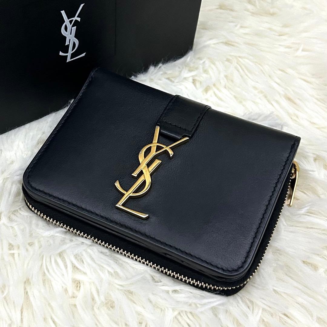 【美品】Saint Laurent カランドラ 財布 ブラック 二つ折り財布