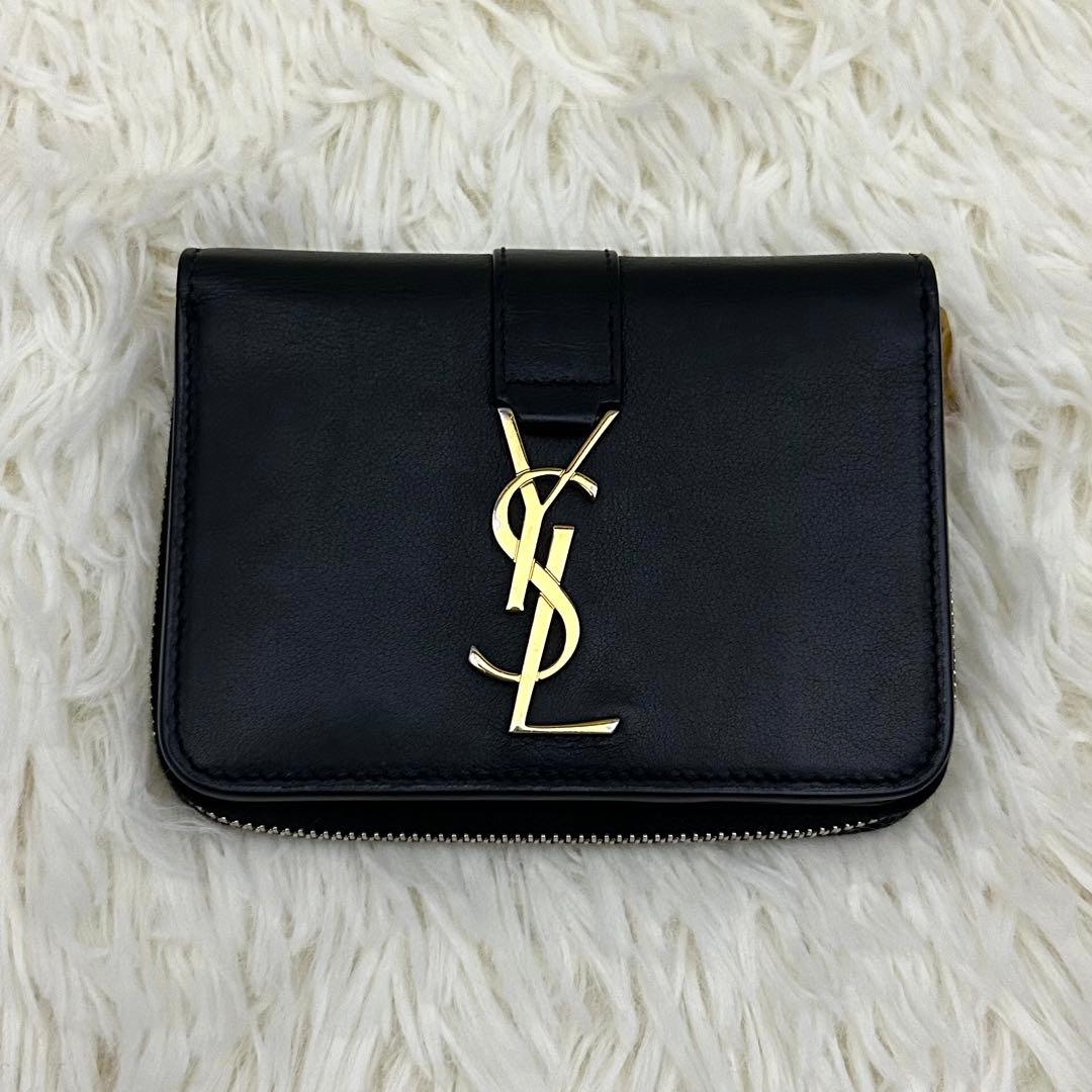 【美品】Saint Laurent カランドラ 財布 ブラック 二つ折り財布