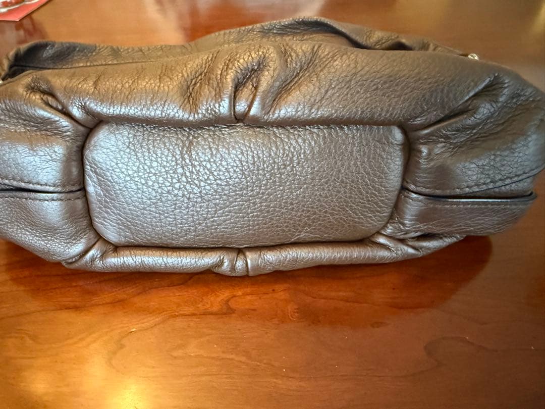 セリーヌ ブラウンレザーショルダーバッグ