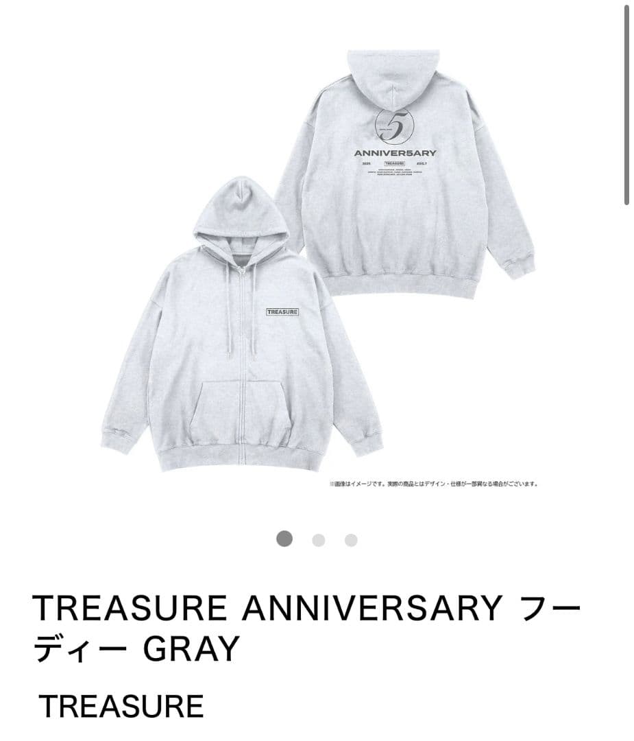 TREASURE ANNIVERSARY フーディー GRAY