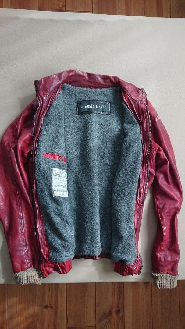 Giorgio Brato 赤 レザー シングルライダースジャケット