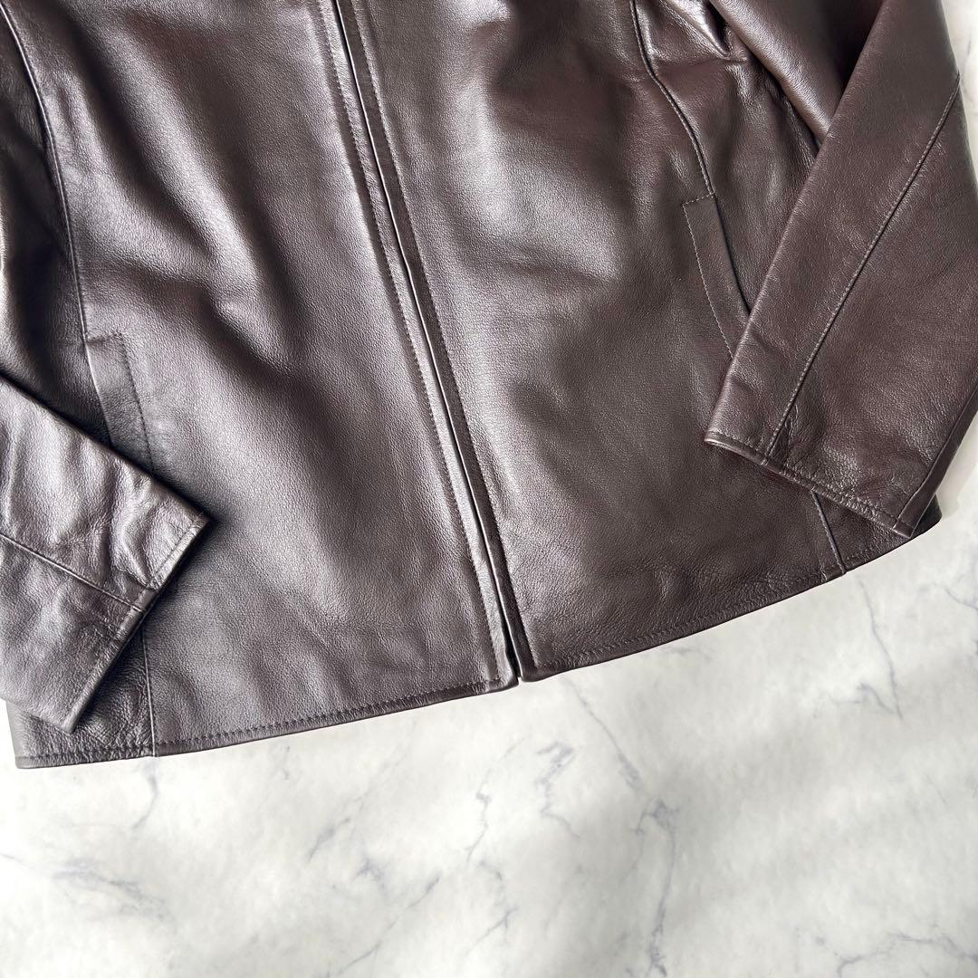 美品✨　エディーバウアー　レザージャケット　シングルライダース　本革　ブラウン
