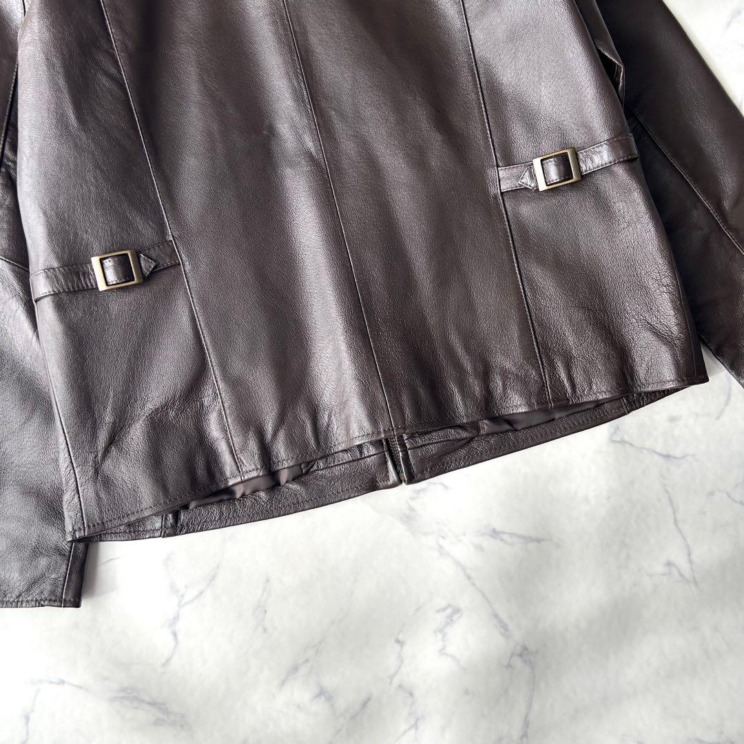 美品✨　エディーバウアー　レザージャケット　シングルライダース　本革　ブラウン