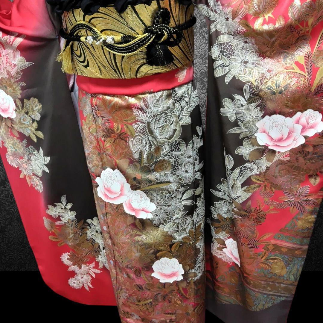 振袖フルセット(8点)・成人式・金銀彩加工・薔薇・モダン・逸品