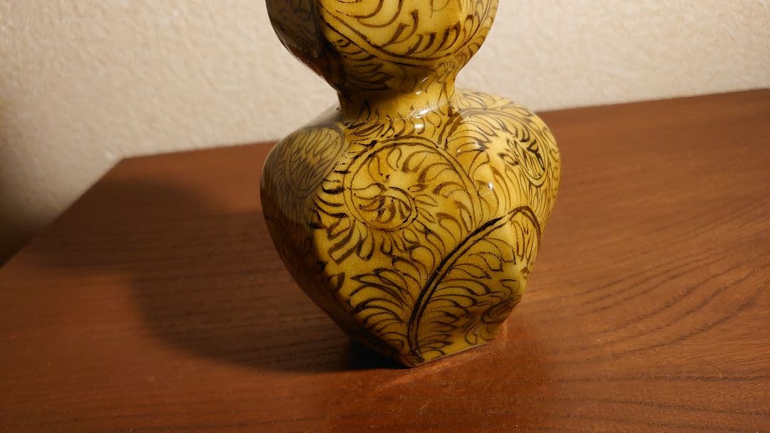 古九谷　九谷焼　徳利　ねじり　花入　蔵出し　江戸期　角福　黄釉　１客