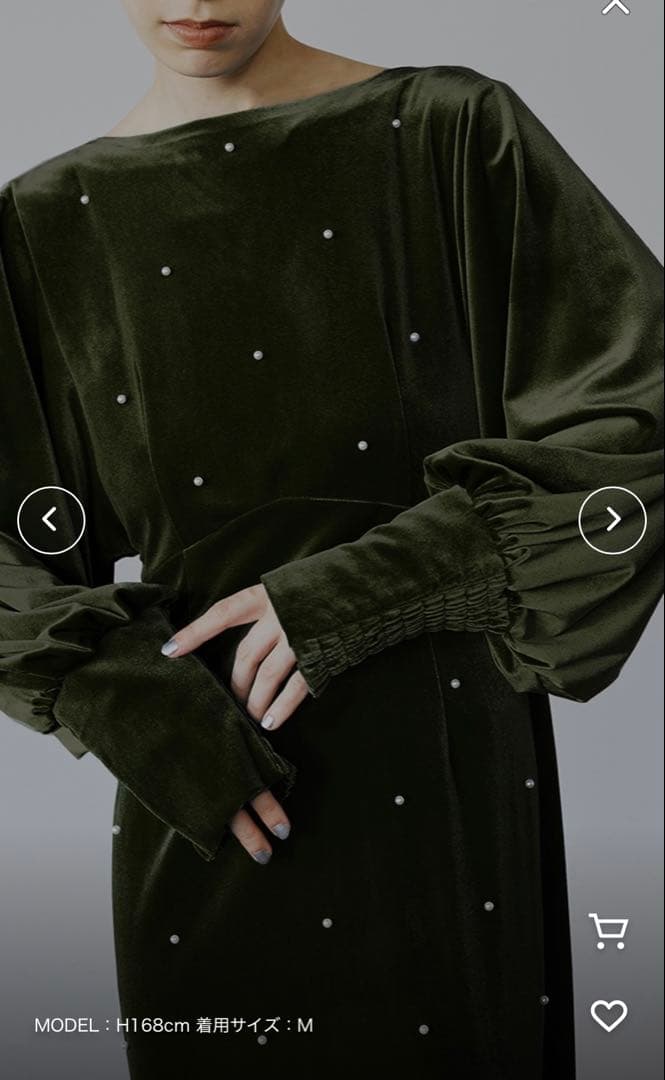 Ameri 美品 BACK OPEN PEARL VELOUR DRESS